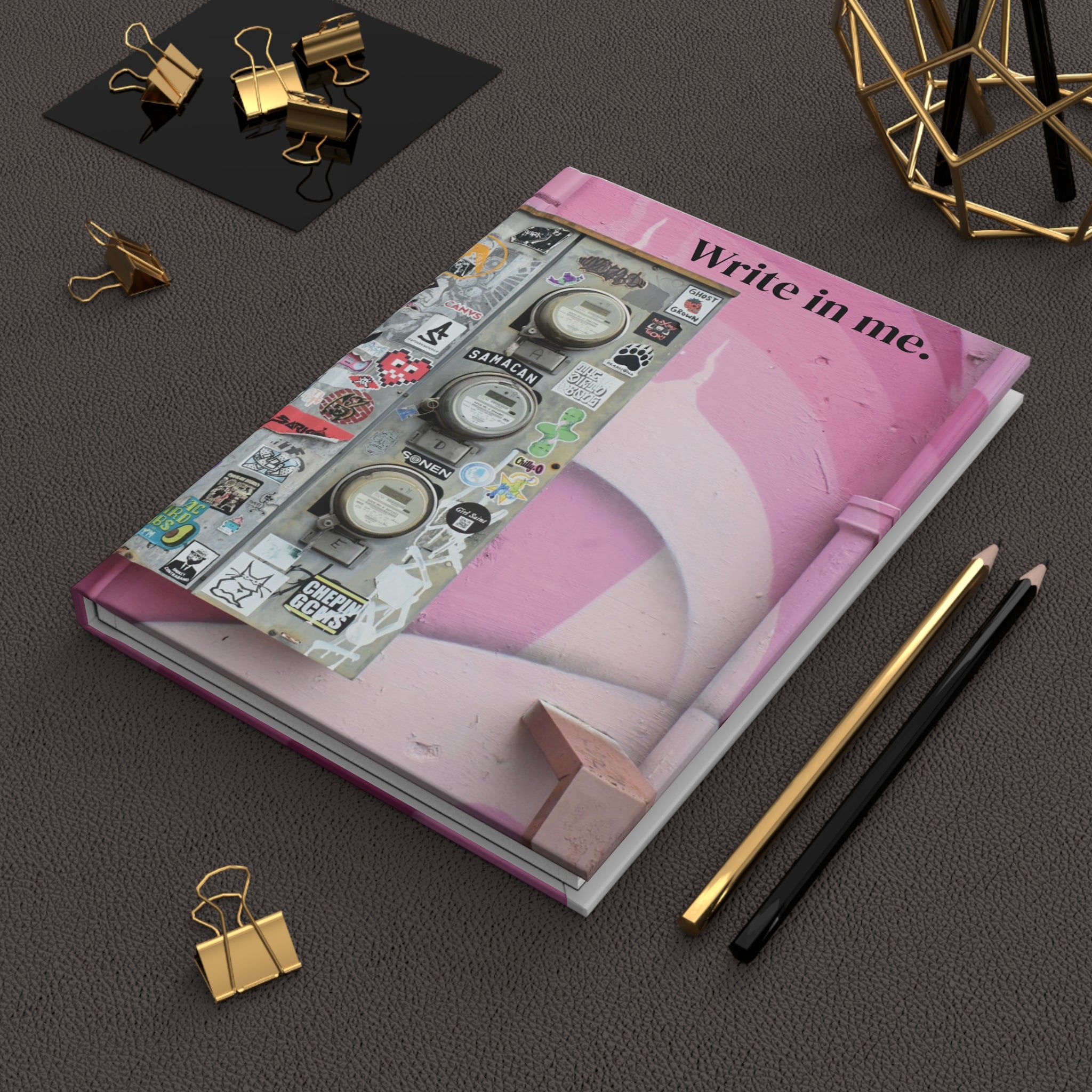 Pink Street Art Journal – "Write in me." Hardcover Notebook for Creative Journaling
