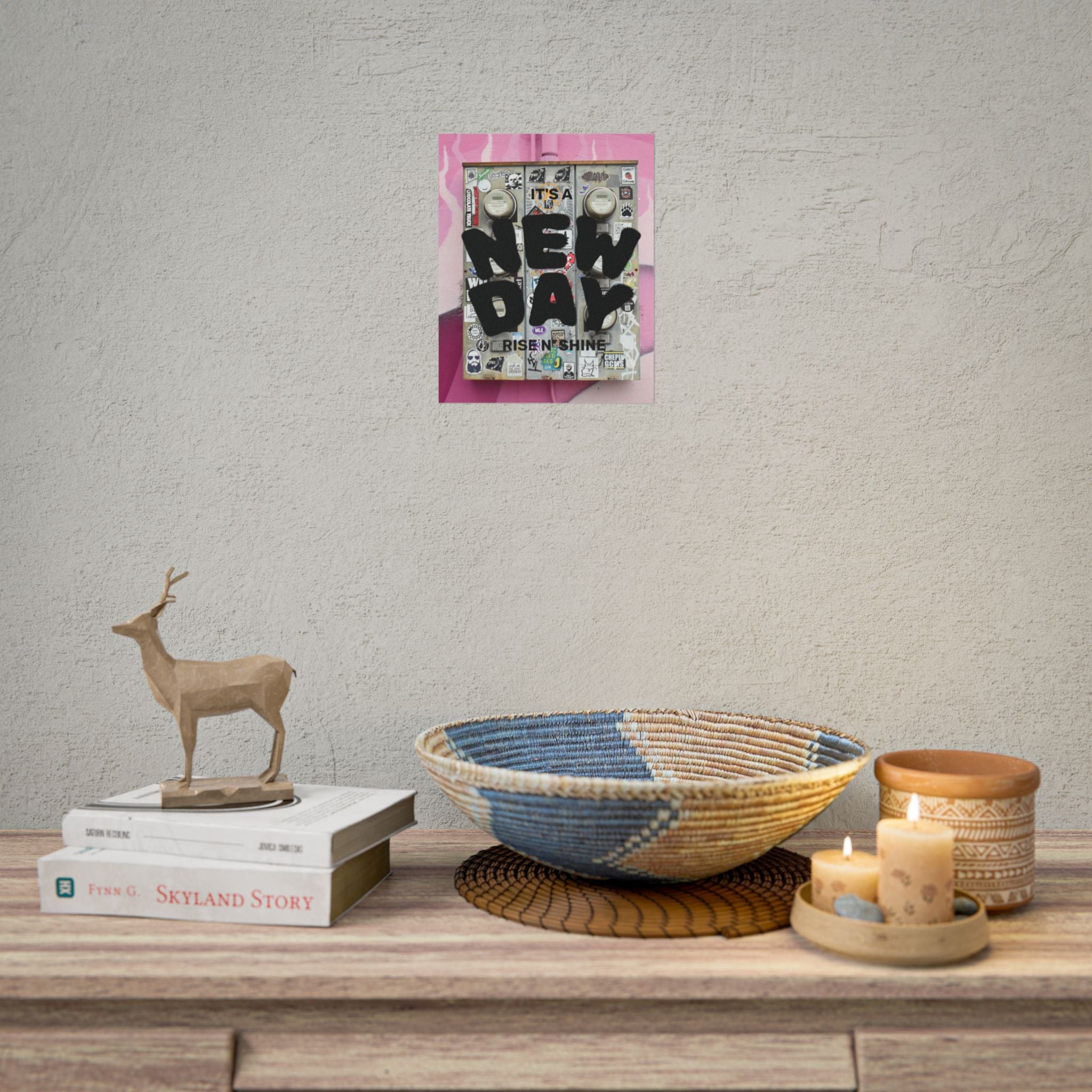 "It's a New Day" Rolled Poster – Motivational Wall Art, 'Rise N' Shine' Graphic Print